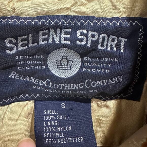 Vintage 90s Selene Sport Silk Quilted Barn Coat Corduroy Trim Heritage Preppy - Picture 7 of 9